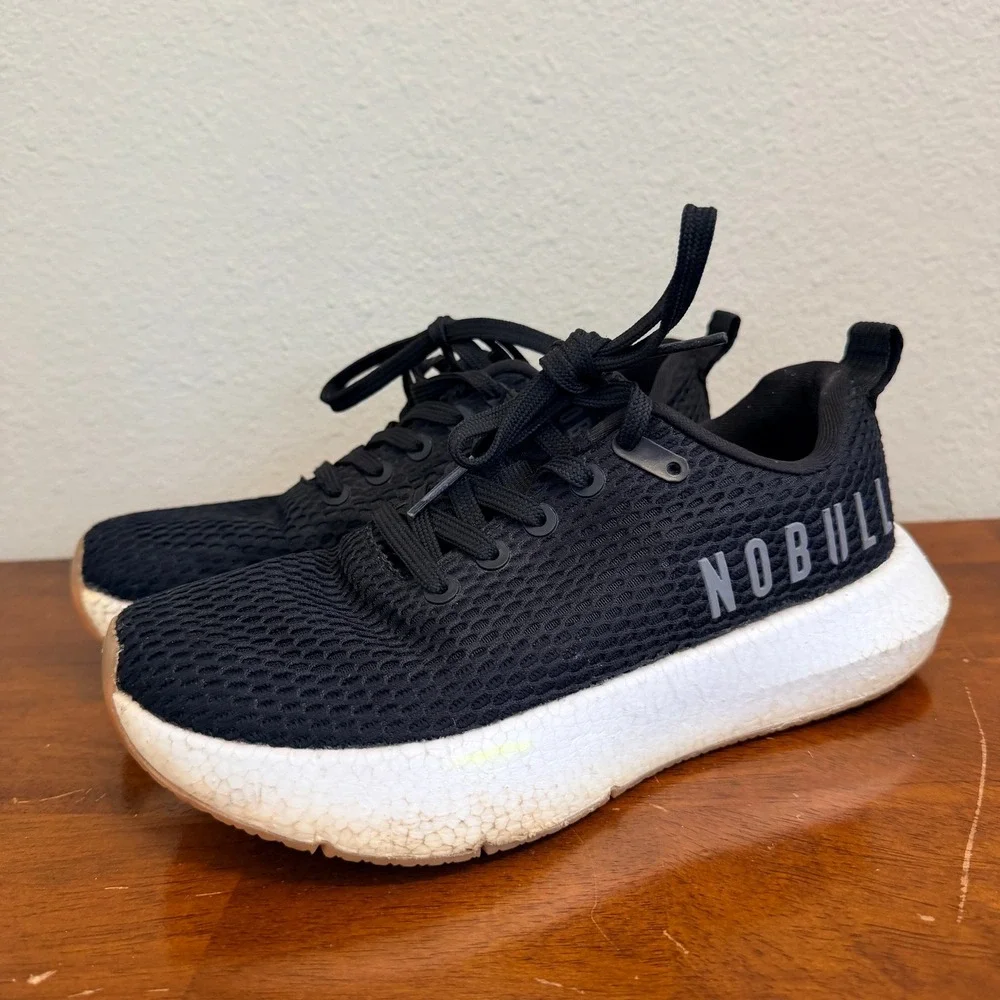 Nobull Journey Black White Running Shoes Women's 6.5 Mesh Gym Trainer Sneakers